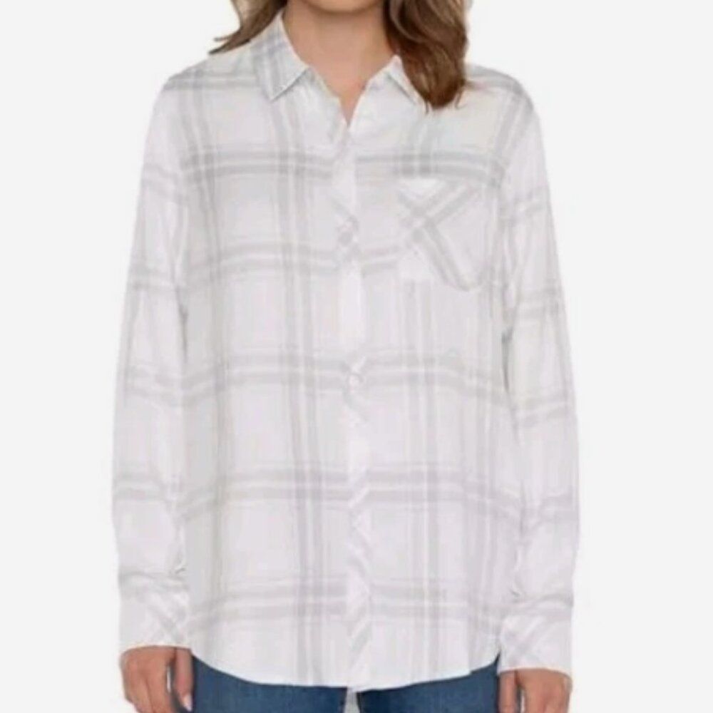 Well Worn Women Flannel Shirt Soft Button Up With 1 Chest Pocket Plus Size XXL